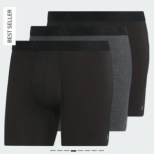 ADIDAS 3-Pack Luxe Comfort Boxer Briefs. Black/Heather Black.‎ Size Large